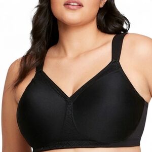 Glamorise Full-Figure Wire-Free Black T-Shirt Bra Size 42G NWOT